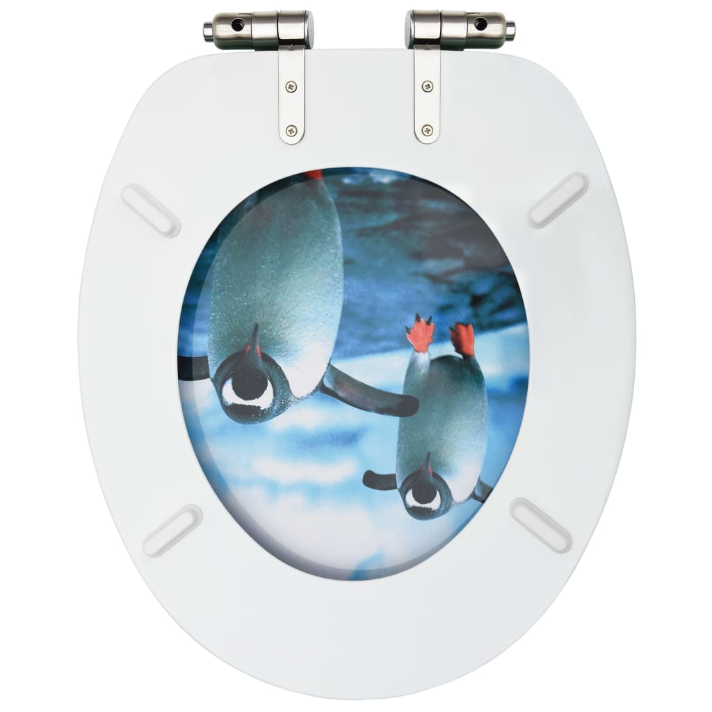 vidaXL Sièges WC couvercle à fermeture en douceur 2 pcs MDF Pingouins