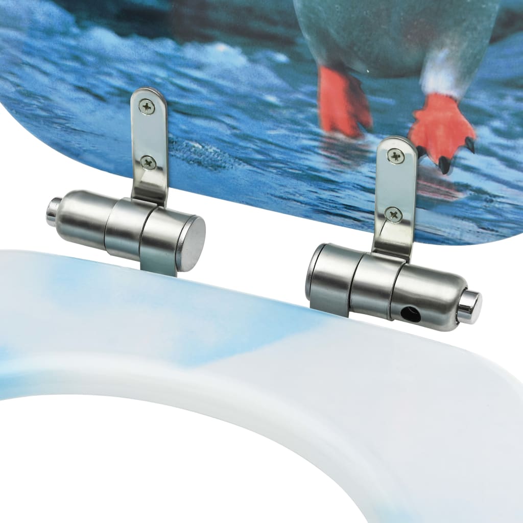 vidaXL Sièges WC couvercle à fermeture en douceur 2 pcs MDF Pingouins