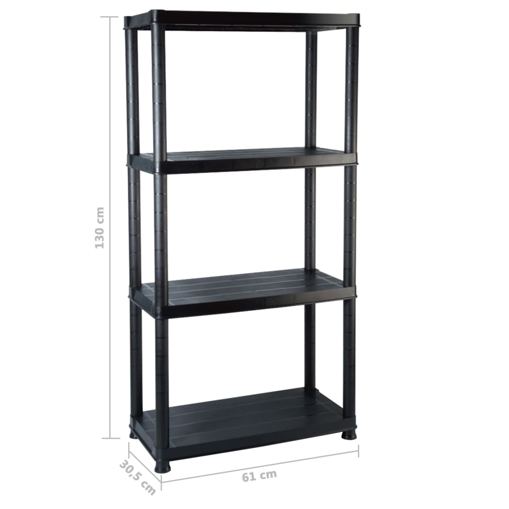 vidaXL Étagère de rangement à 4 niveaux Noir 61x30,5x130 cm Plastique