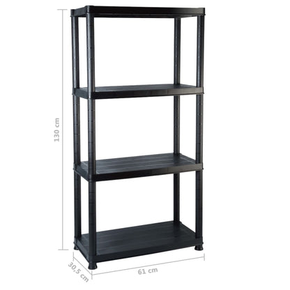 vidaXL Étagère de rangement à 4 niveaux Noir 61x30,5x130 cm Plastique
