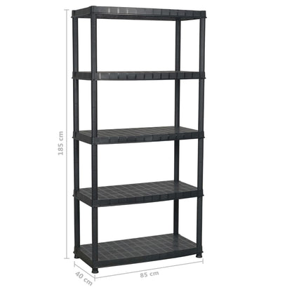 vidaXL Étagère de rangement à 5 niveaux Noir 85x40x185 cm Plastique