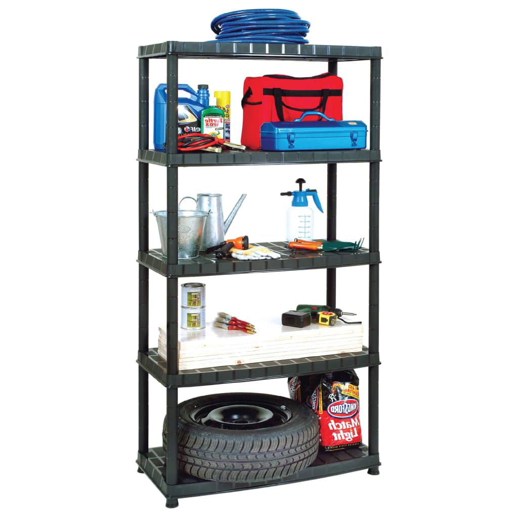 vidaXL Étagère de rangement à 5 niveaux Noir 91,5x45,7x185cm Plastique