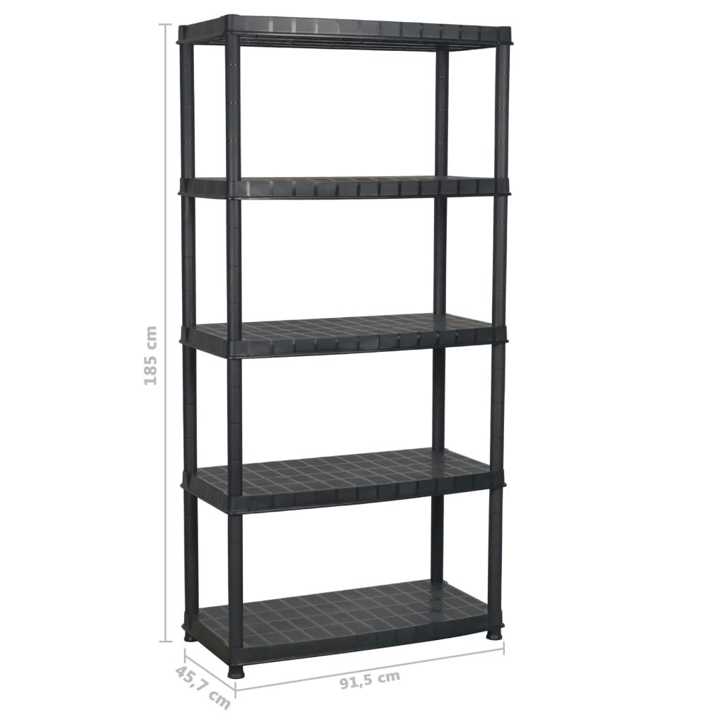 vidaXL Étagère de rangement à 5 niveaux Noir 91,5x45,7x185cm Plastique
