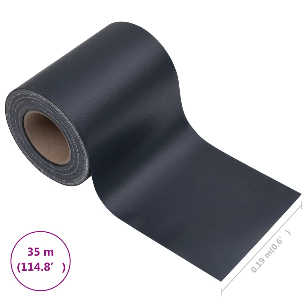 vidaXL Écran d'intimité de jardin PVC 35x0,19 m Gris foncé mat
