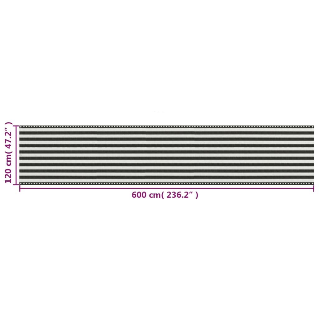 vidaXL Écran de balcon PEHD 120x600 cm Anthracite et blanc