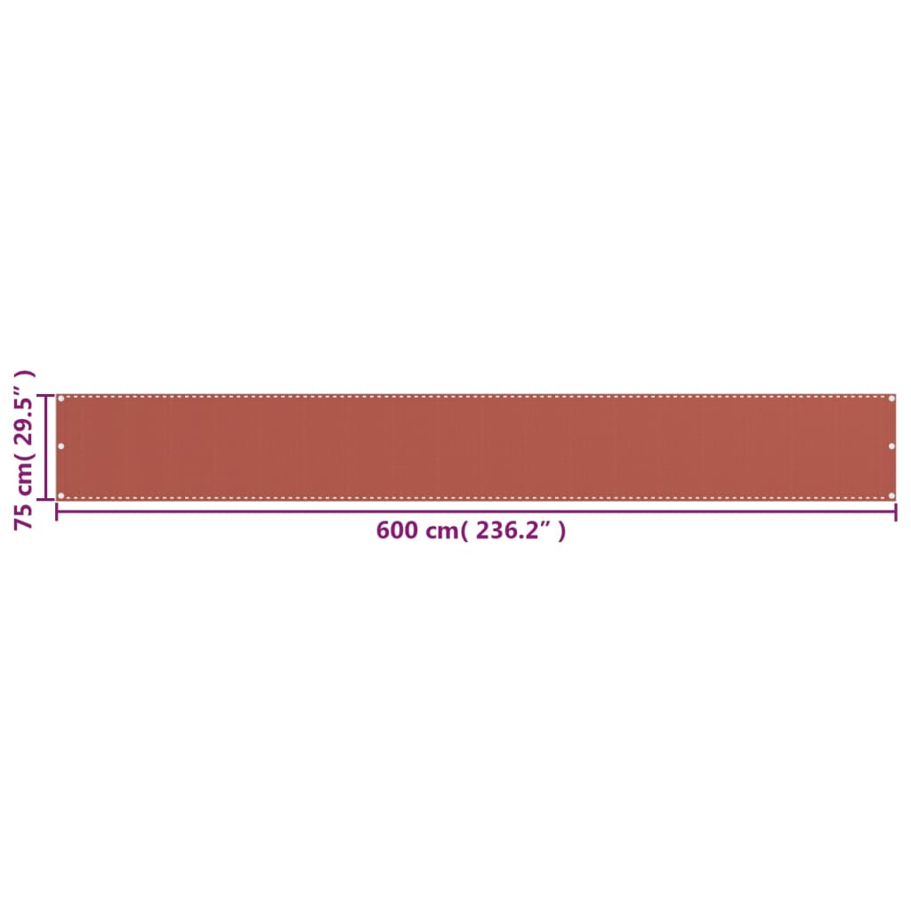 vidaXL Écran de balcon Terre cuite 75x600 cm PEHD