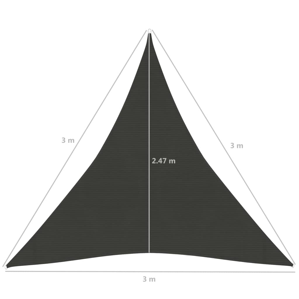 vidaXL Voile d'ombrage 160 g/m² Anthracite 3x3x3 m PEHD