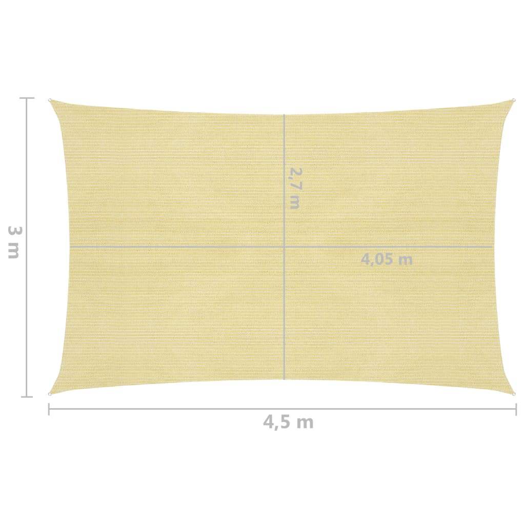vidaXL Voile d'ombrage 160 g/m² Beige 3x4,5 m PEHD