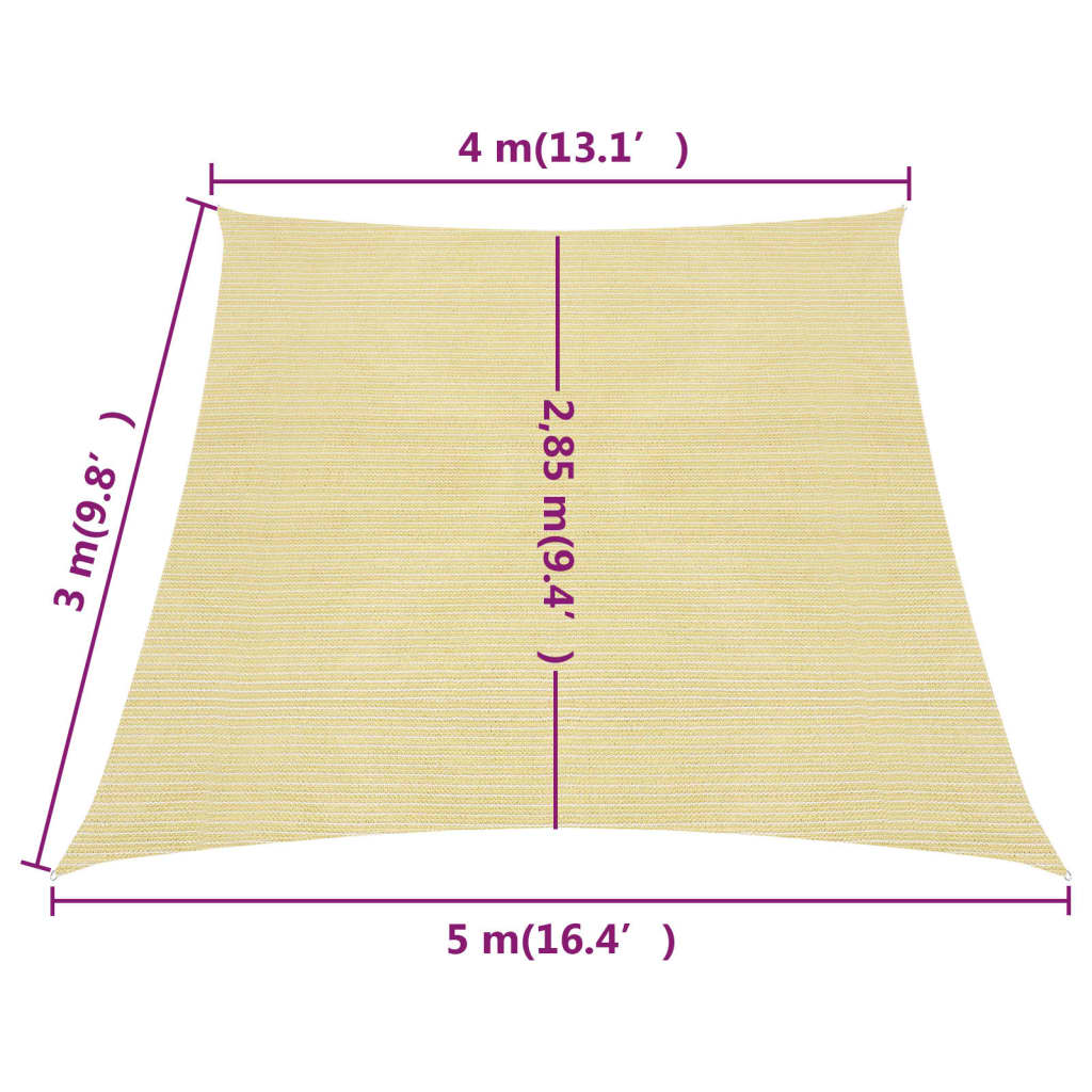 vidaXL Voile d'ombrage 160 g/m² Beige 4/5x3 m PEHD