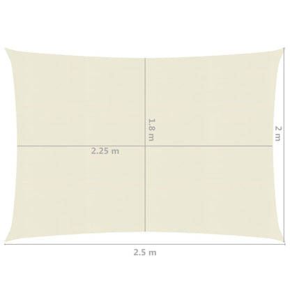 vidaXL Voile d'ombrage 160 g/m² Crème 2x2,5 m PEHD