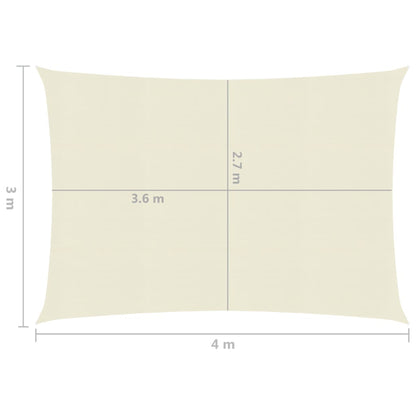 vidaXL Voile d'ombrage 160 g/m² Crème 3x4 m PEHD
