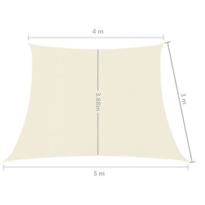 vidaXL Voile d'ombrage 160 g/m² Crème 4/5x3 m PEHD