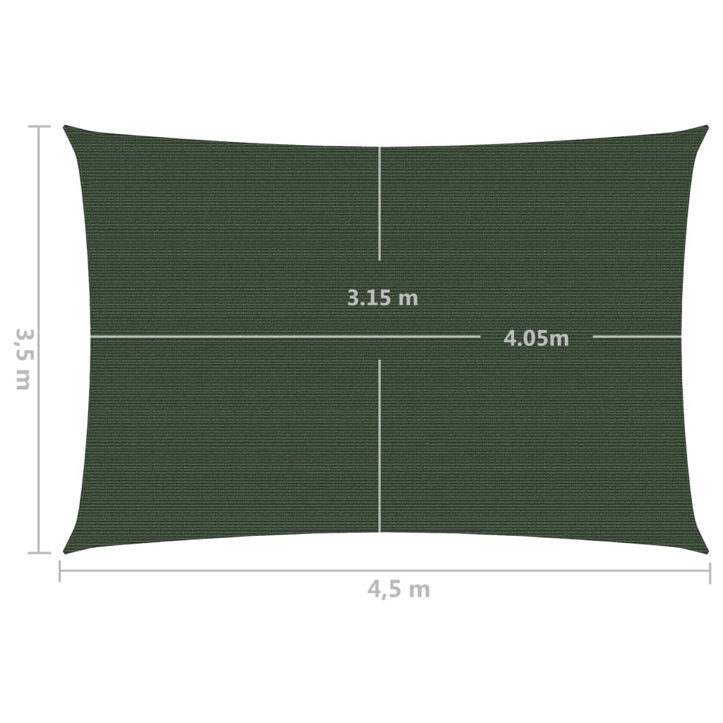 vidaXL Voile d'ombrage 160 g/m² Vert foncé 3,5x4,5 m PEHD
