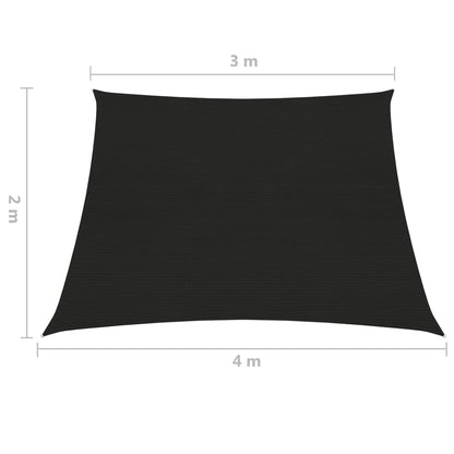 vidaXL Voile d'ombrage 160 g/m² Noir 3/4x2 m PEHD