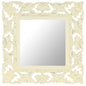 vidaXL Miroir sculpté à la main Blanc 50x50 cm Bois de manguier massif