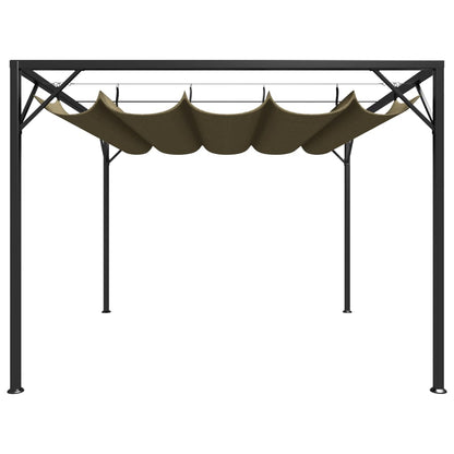 vidaXL Chapiteau de jardin avec auvent rétractable 3x3m Taupe 180 g/m²