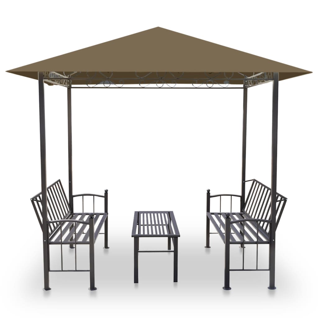 vidaXL Pavillon de jardin et table et bancs 2,5x1,5x2,4m Taupe 180g/m²