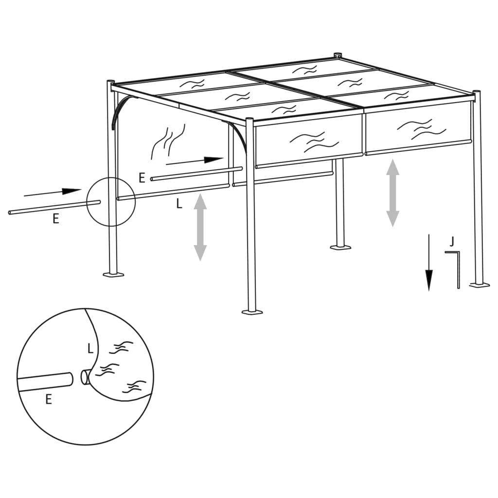 vidaXL Pergola de jardin avec auvent rétractable 3x3 m Taupe 180 g/m²