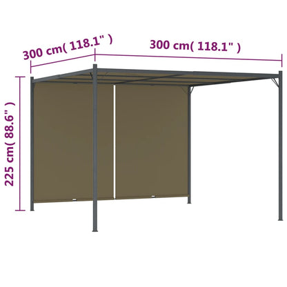 vidaXL Pergola de jardin avec auvent rétractable 3x3 m Taupe 180 g/m²