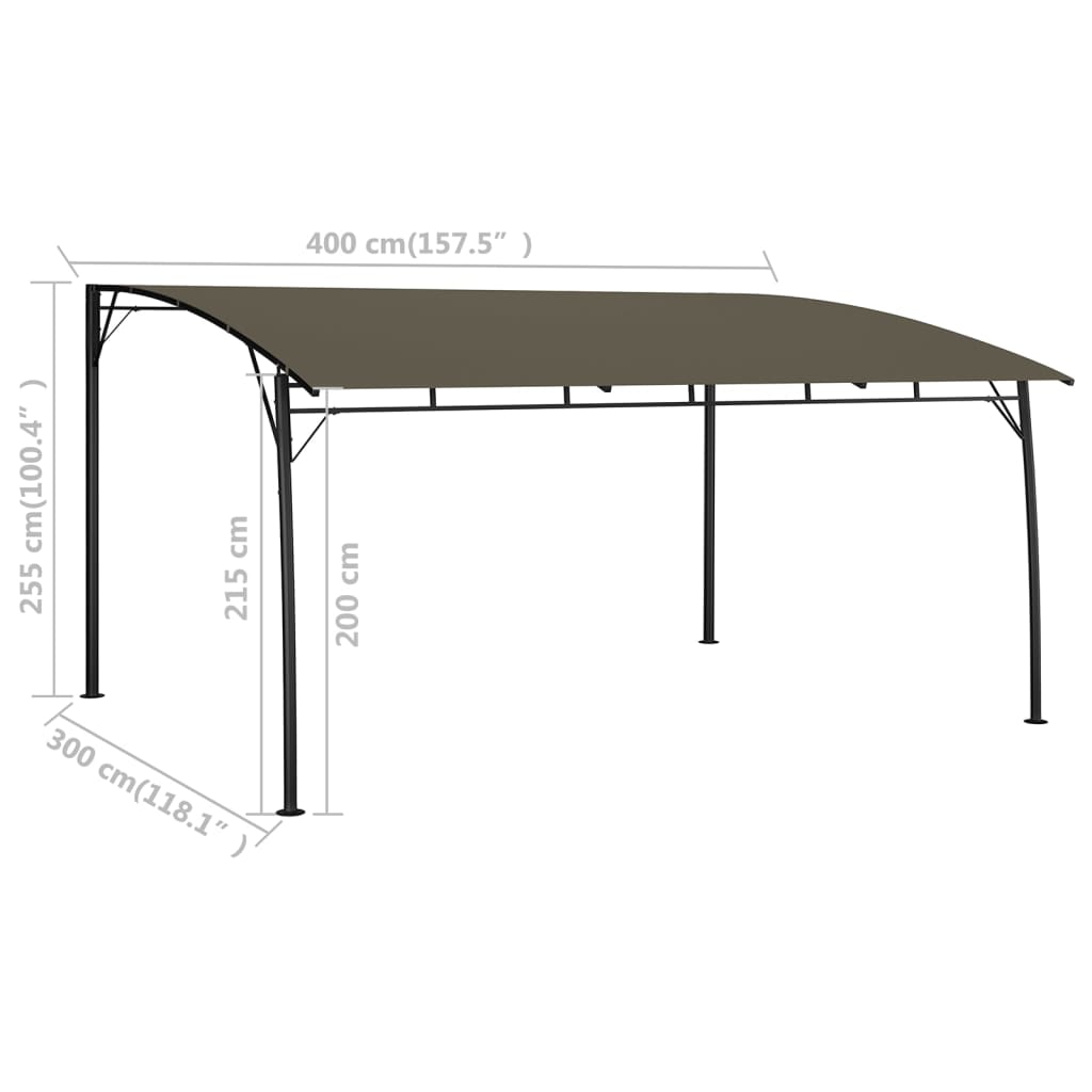 vidaXL Auvent pare-soleil de jardin 4x3x2,55 m Taupe