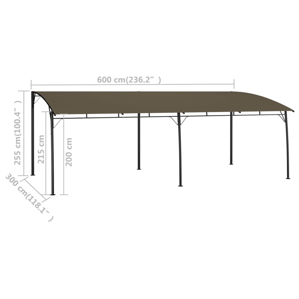 vidaXL Auvent pare-soleil de jardin 6x3x2,55 m Taupe