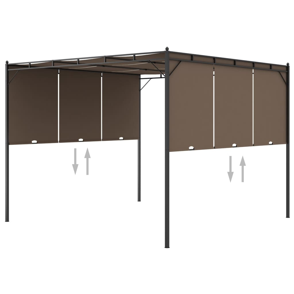 vidaXL Belvédère de jardin avec rideau latéral 3x3x2,25 m Taupe