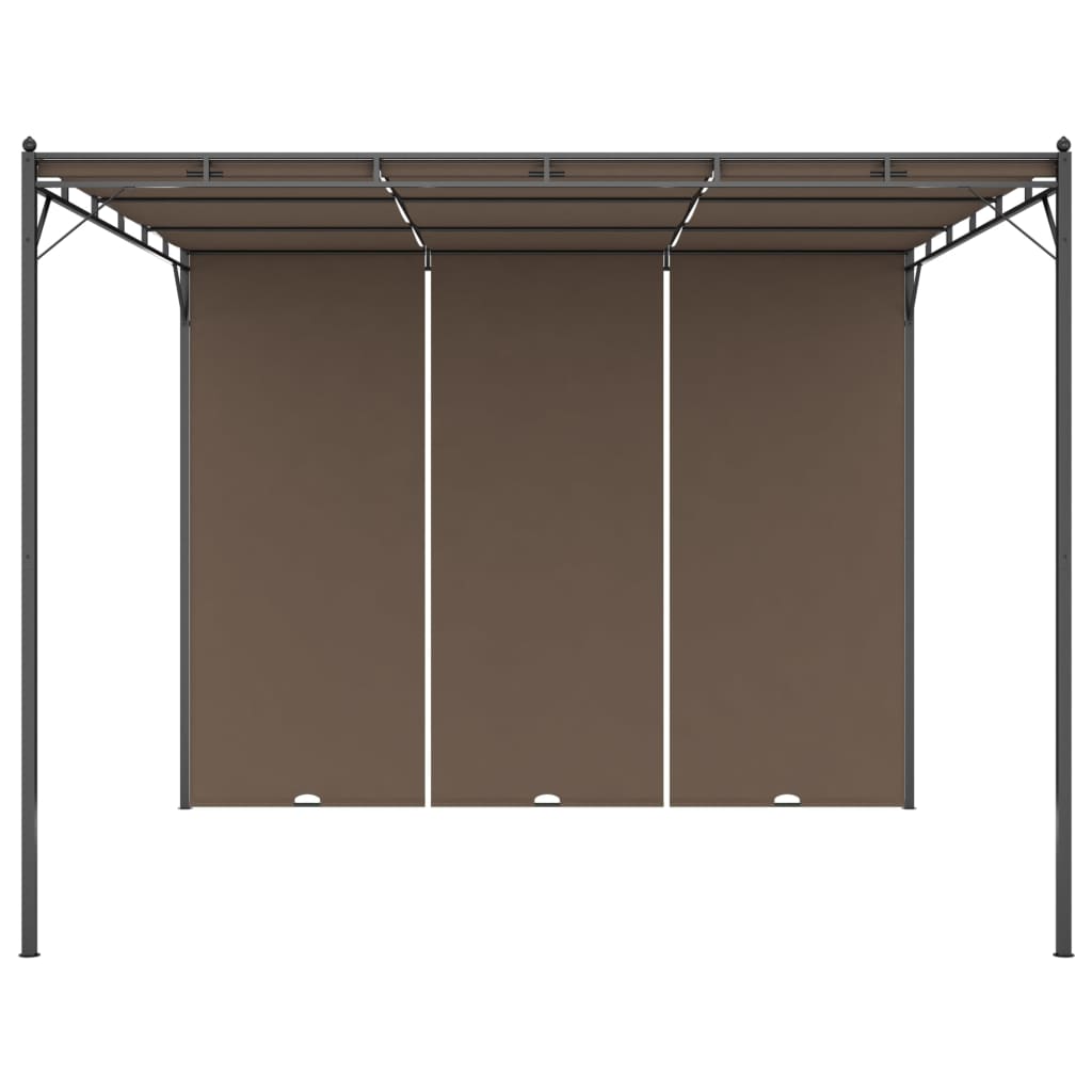 vidaXL Belvédère de jardin avec rideau latéral 3x3x2,25 m Taupe
