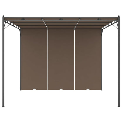 vidaXL Belvédère de jardin avec rideau latéral 3x3x2,25 m Taupe