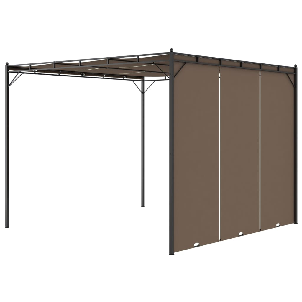 vidaXL Belvédère de jardin avec rideau latéral 3x3x2,25 m Taupe