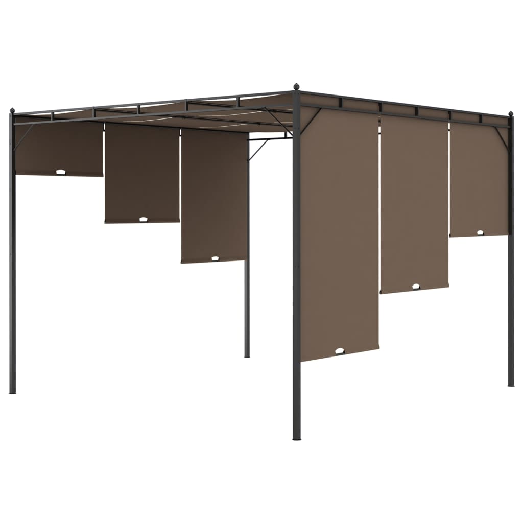 vidaXL Belvédère de jardin avec rideau latéral 3x3x2,25 m Taupe