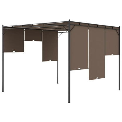 vidaXL Belvédère de jardin avec rideau latéral 3x3x2,25 m Taupe