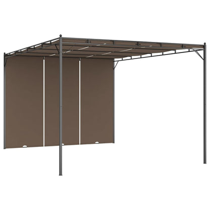 vidaXL Belvédère de jardin avec rideau latéral 4x3x2,25 m Taupe