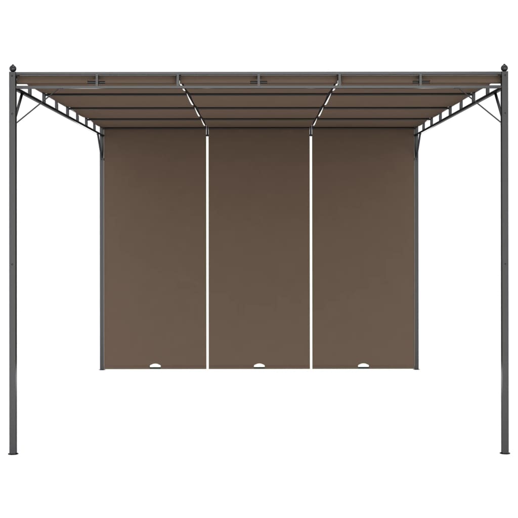 vidaXL Belvédère de jardin avec rideau latéral 4x3x2,25 m Taupe