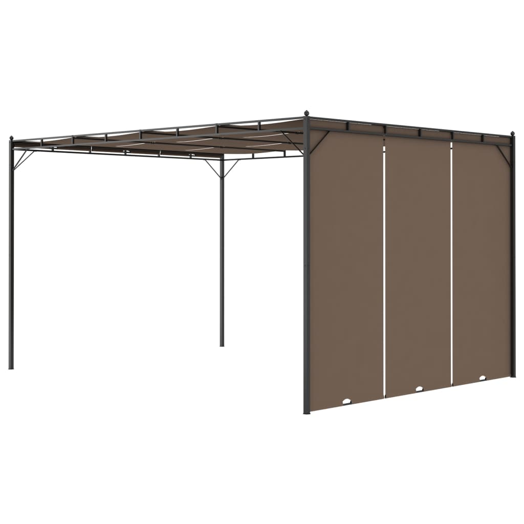 vidaXL Belvédère de jardin avec rideau latéral 4x3x2,25 m Taupe