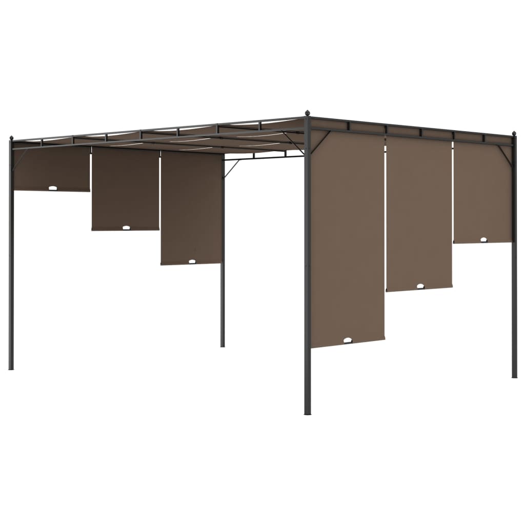 vidaXL Belvédère de jardin avec rideau latéral 4x3x2,25 m Taupe