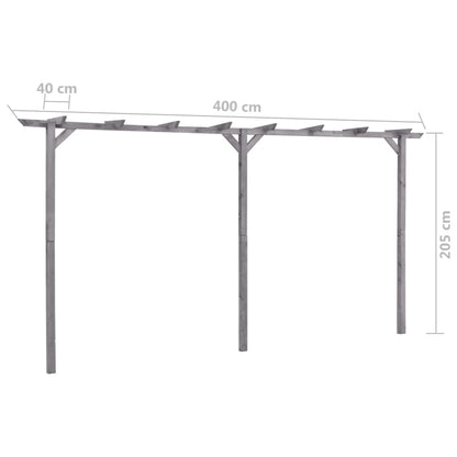 vidaXL Pergola de jardin Gris 400x40x205 cm Bois de pin imprégné