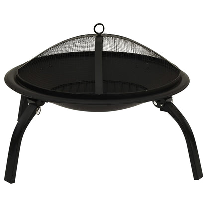 vidaXL Foyer et barbecue avec tisonnier 2 en 1 56x56x49 cm Acier