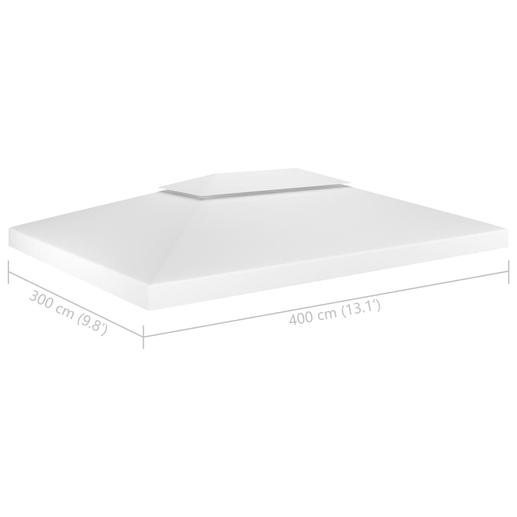 vidaXL Toile de toit de belvédère 2 niveaux 310 g/m² 4x3 m Blanc