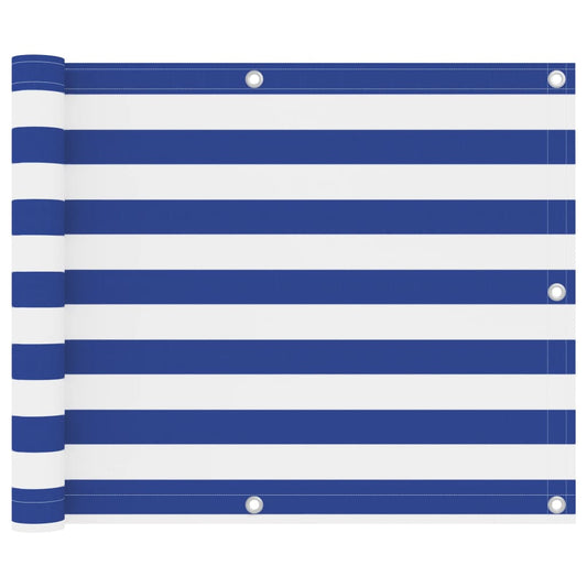 vidaXL Écran de balcon Blanc et bleu 75x400 cm Tissu Oxford