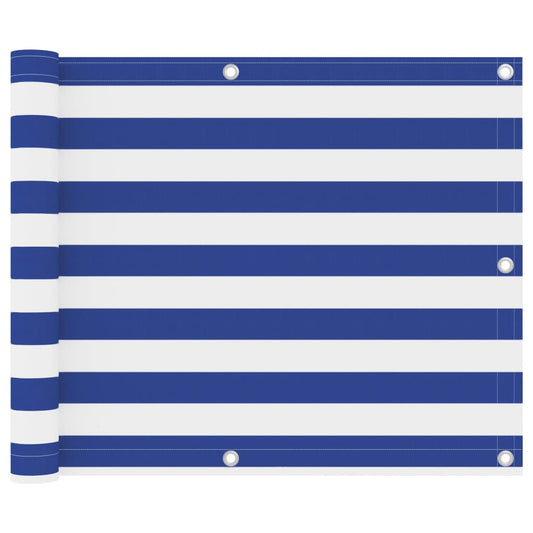 vidaXL Écran de balcon Blanc et bleu 75x500 cm Tissu Oxford