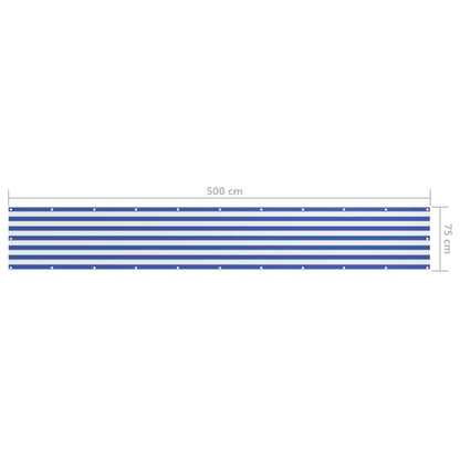 vidaXL Écran de balcon Blanc et bleu 75x500 cm Tissu Oxford