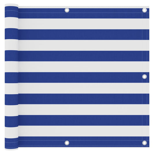 vidaXL Écran de balcon Blanc et bleu 90x400 cm Tissu Oxford