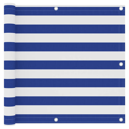 vidaXL Écran de balcon Blanc et bleu 90x500 cm Tissu Oxford