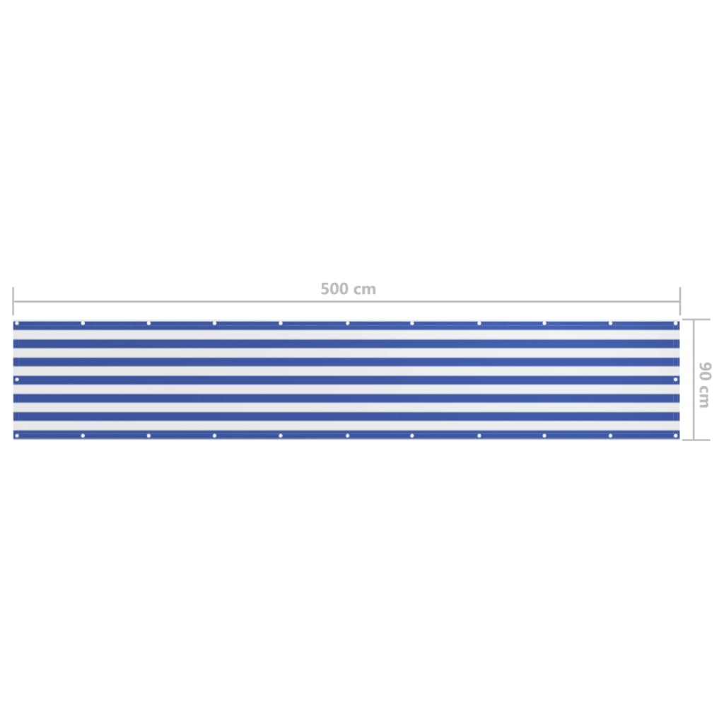 vidaXL Écran de balcon Blanc et bleu 90x500 cm Tissu Oxford