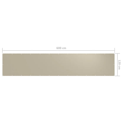 vidaXL Écran de balcon Beige 120x600 cm Tissu Oxford