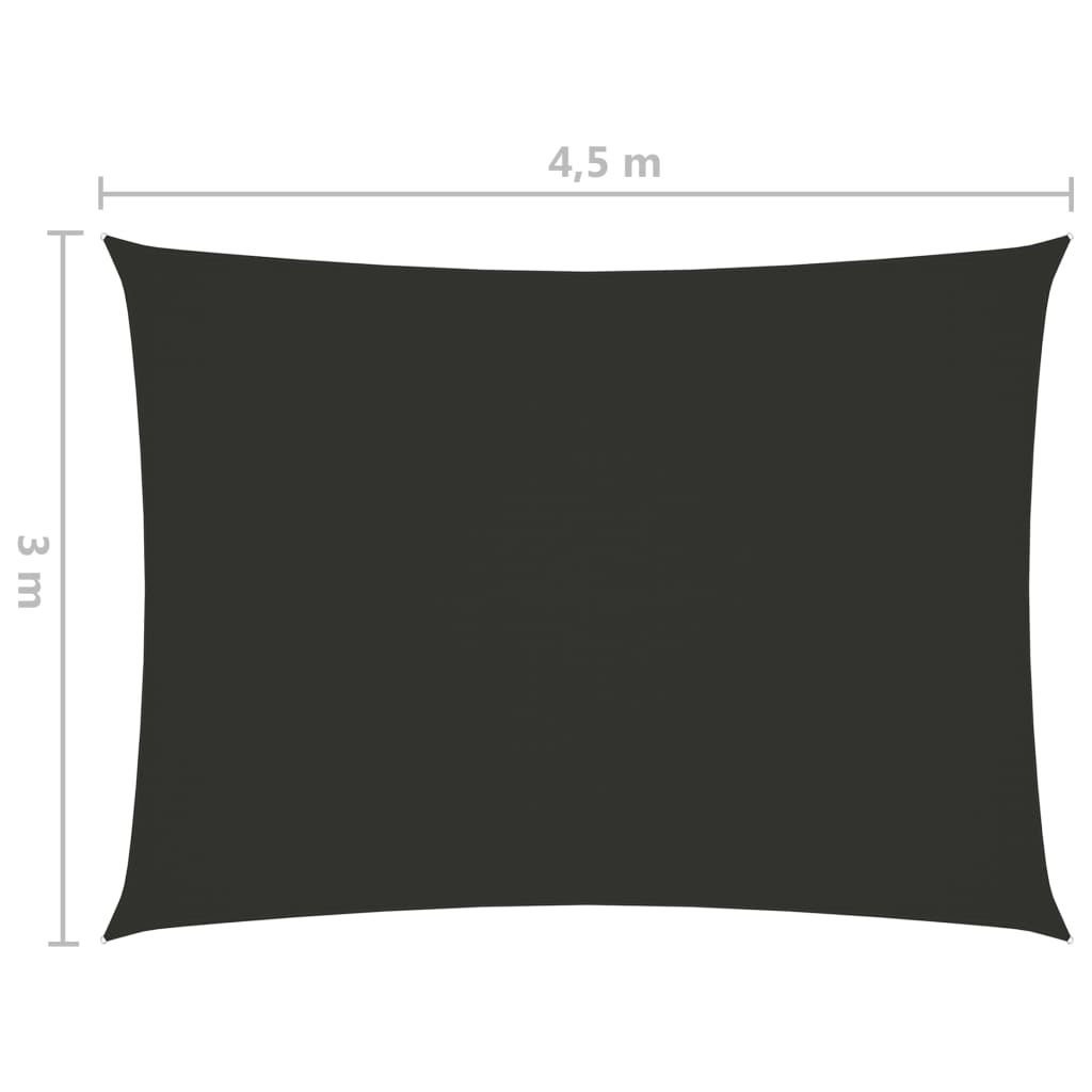 vidaXL Voile de parasol tissu oxford rectangulaire 3x4,5 m anthracite