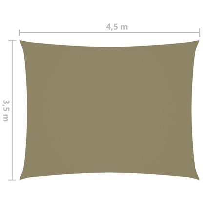 vidaXL Voile de parasol tissu oxford rectangulaire 3,5x4,5 m beige