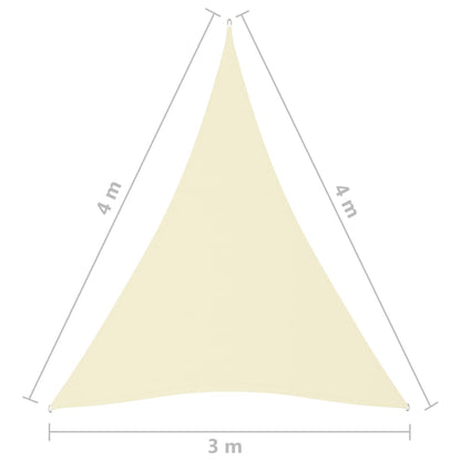 vidaXL Voile de parasol tissu oxford triangulaire 3x4x4 m crème