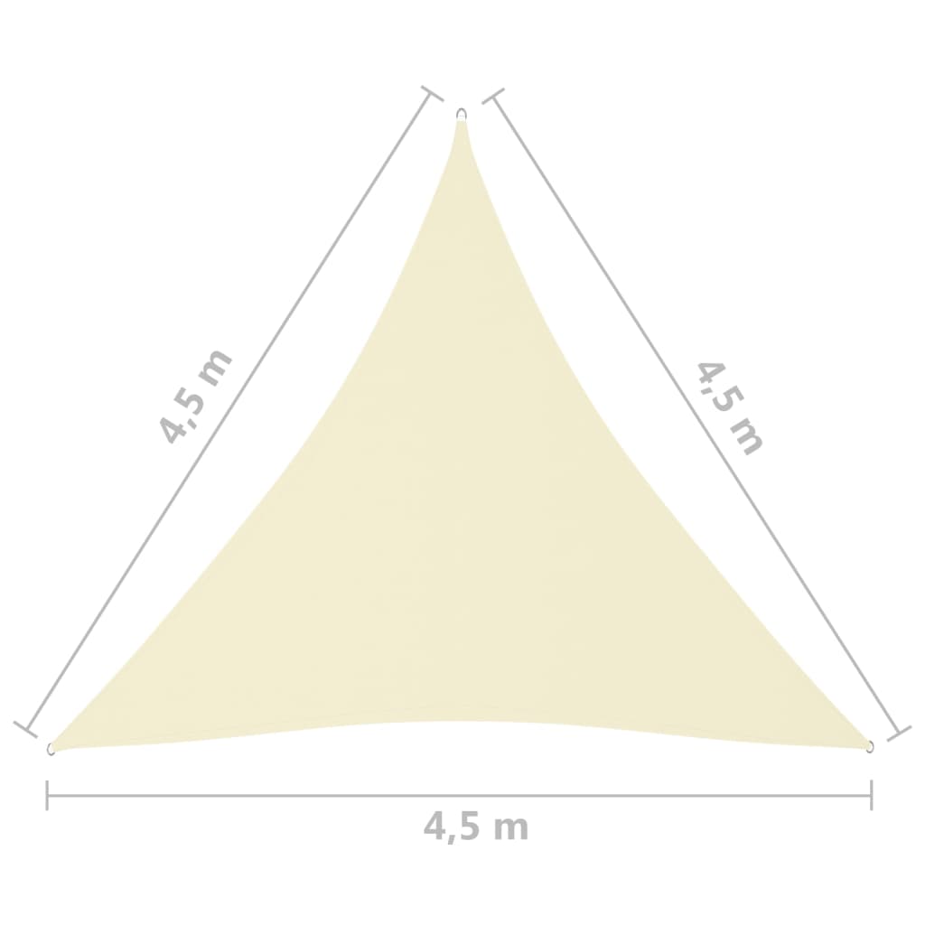 vidaXL Voile de parasol tissu oxford triangulaire 4,5x4,5x4,5 m crème