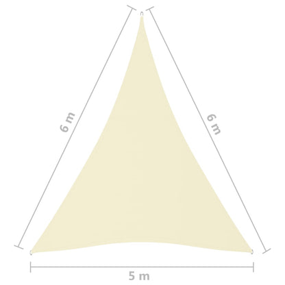 vidaXL Voile de parasol tissu oxford triangulaire 5x6x6 m crème